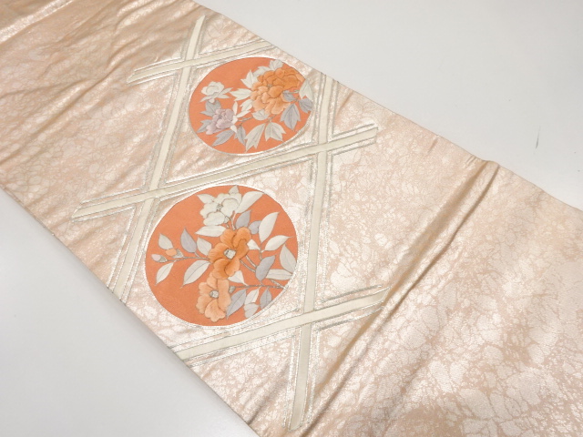 JAPANESE NAGOYA OBI / EMBROIDERY / DIAGONAL GRID